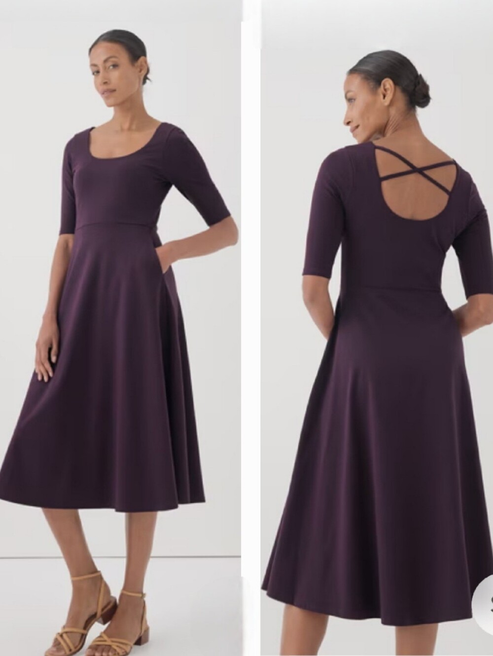 Pact Fit & Flare Double Scoop Neck Jersey Organic Cotton Dress Size XL - Picture 5 of 5